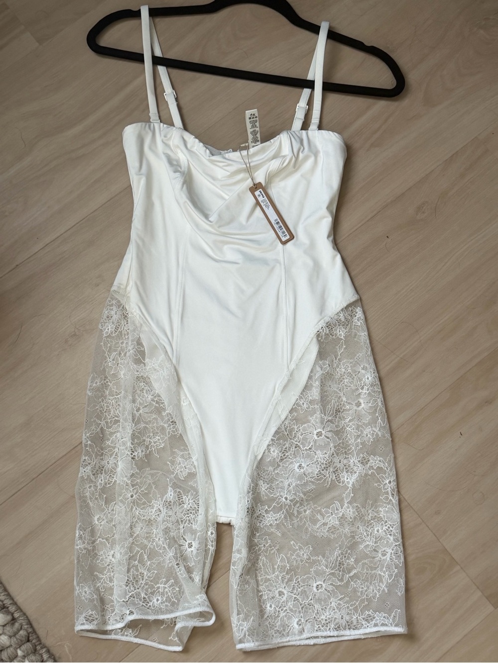 SKIMS White Lace-Panel Shapewear Romper